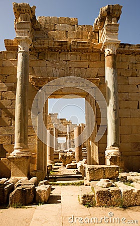 Libya â€“ Leptis Magna, detail of a gate Stock Photo
